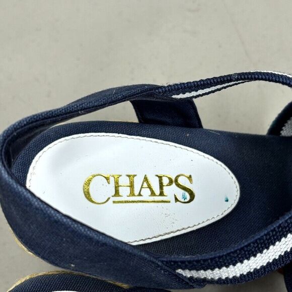 Chaps Dacey Blue Fabric Elastic Open Toe Espadrille Wedge Womens‎ Size 6.5 M - Picture 10 of 11